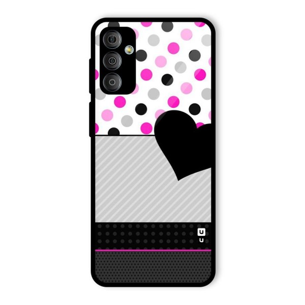 Heart Polka Stripes Glass Back Case for Galaxy F23