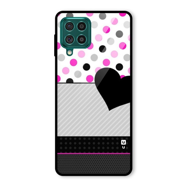 Heart Polka Stripes Glass Back Case for Galaxy F62