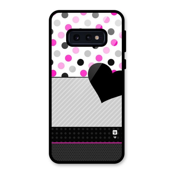 Heart Polka Stripes Glass Back Case for Galaxy S10e