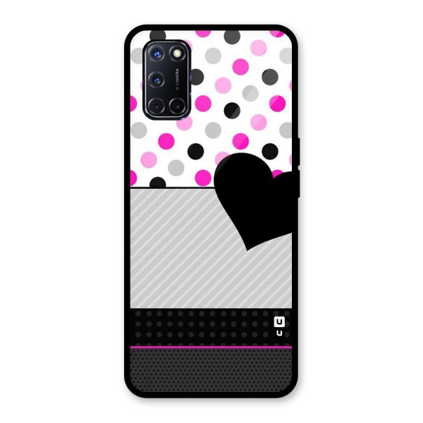 Heart Polka Stripes Glass Back Case for Oppo A52