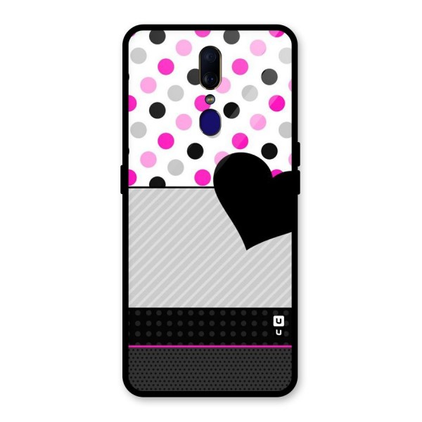 Heart Polka Stripes Glass Back Case for Oppo F11