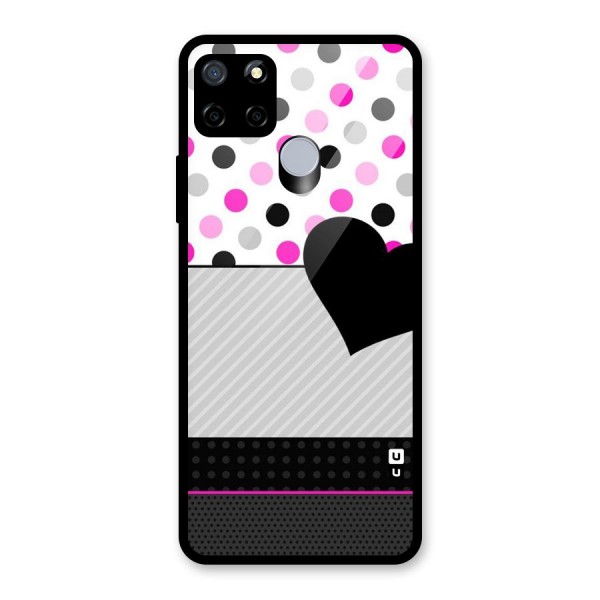 Heart Polka Stripes Glass Back Case for Realme C15