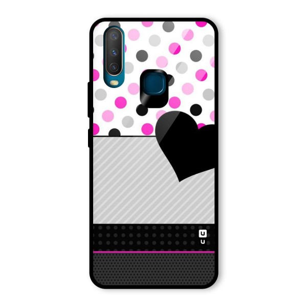 Heart Polka Stripes Glass Back Case for Vivo Y12