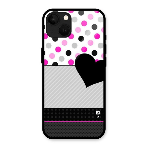 Heart Polka Stripes Glass Back Case for iPhone 13