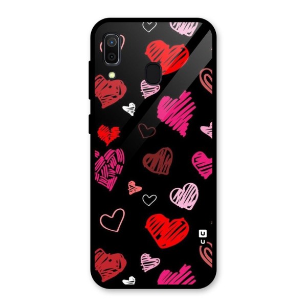 Hearts Art Pattern Glass Back Case for Galaxy A30