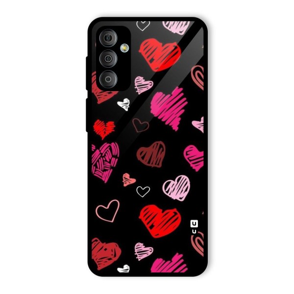 Hearts Art Pattern Glass Back Case for Galaxy F23