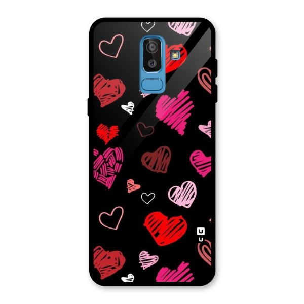 Hearts Art Pattern Glass Back Case for Galaxy J8