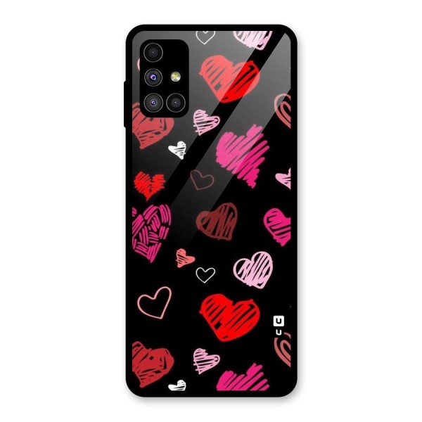 Hearts Art Pattern Glass Back Case for Galaxy M51