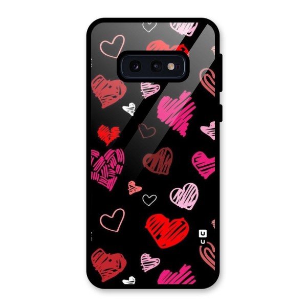 Hearts Art Pattern Glass Back Case for Galaxy S10e