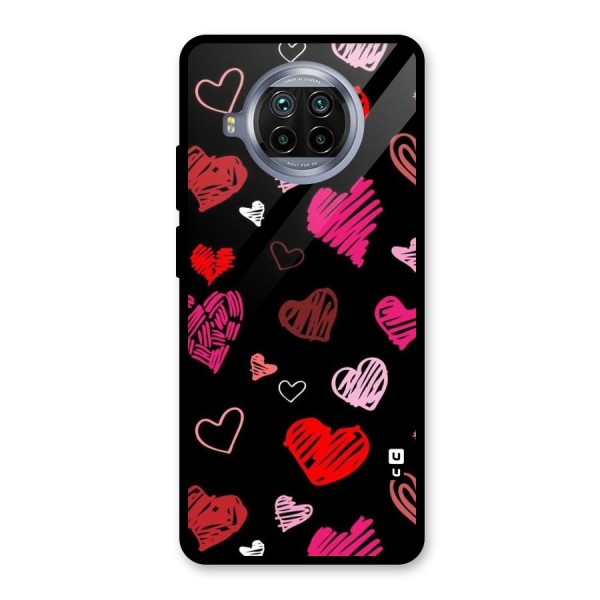 Hearts Art Pattern Glass Back Case for Mi 10i