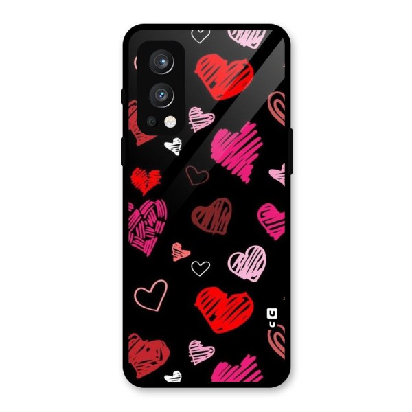 Hearts Art Pattern Glass Back Case for OnePlus Nord 2 5G