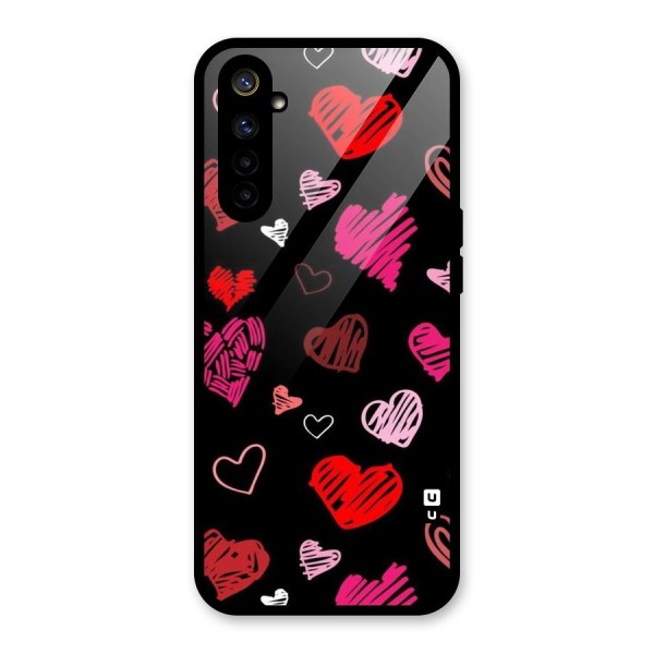 Hearts Art Pattern Glass Back Case for Realme 6