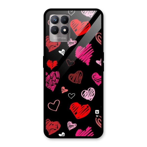 Hearts Art Pattern Glass Back Case for Realme 8i