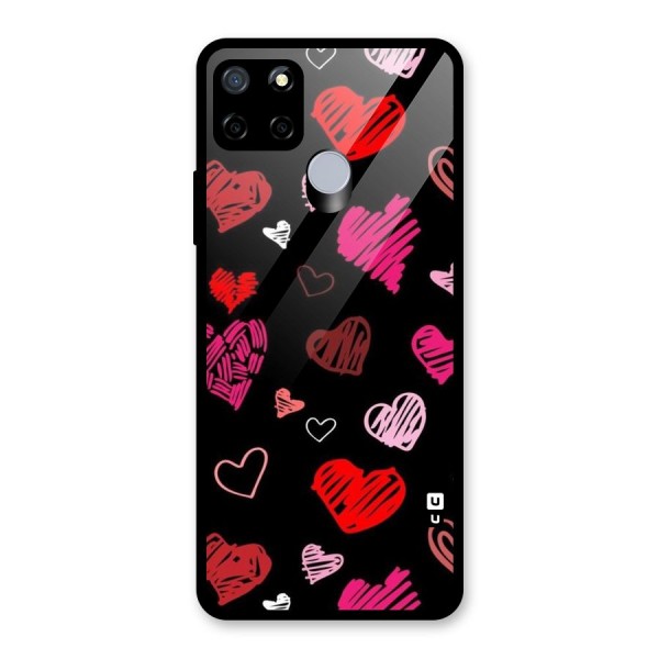 Hearts Art Pattern Glass Back Case for Realme C15