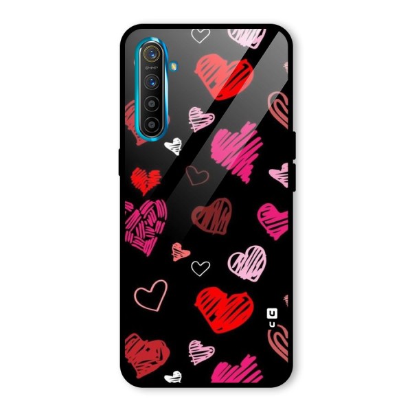 Hearts Art Pattern Glass Back Case for Realme XT