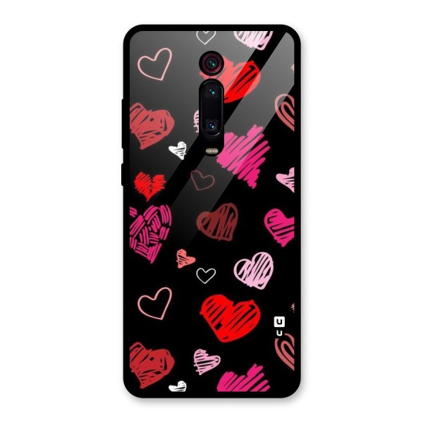 Hearts Art Pattern Glass Back Case for Redmi K20