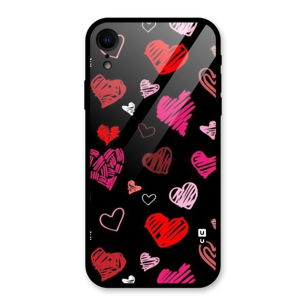 Hearts Art Pattern Glass Back Case for XR