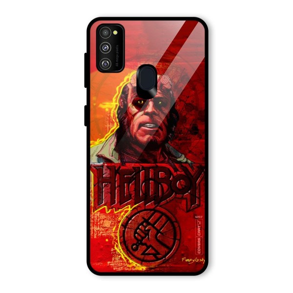 Hellboy Artwork Glass Back Case for Galaxy M21