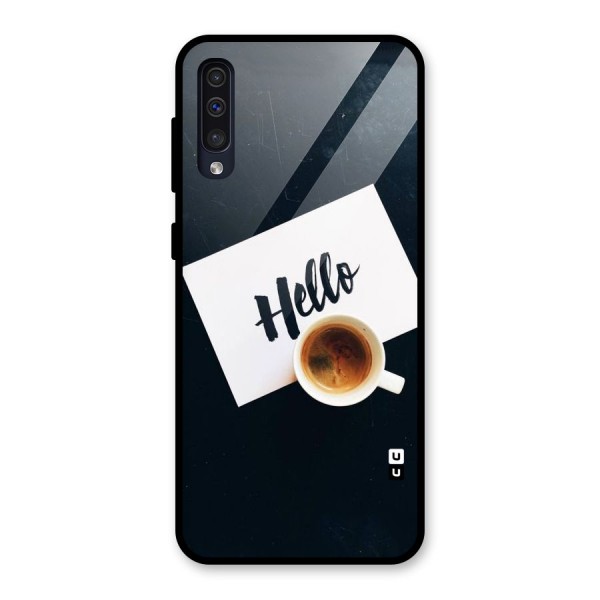 Hello Coffee Glass Back Case for Galaxy A50s