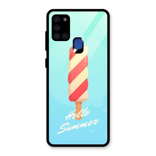 Hello Summer Glass Back Case for Galaxy A21s