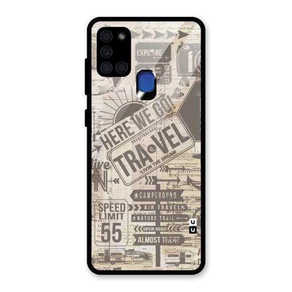 Here We Travel Glass Back Case for Galaxy A21s