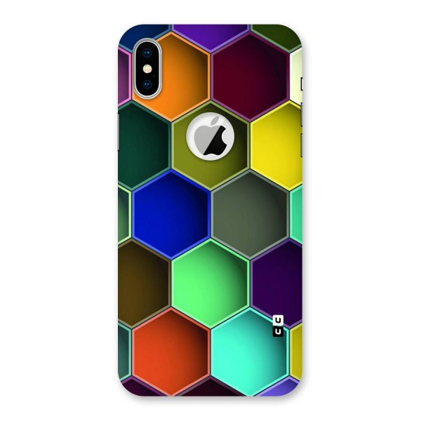 Hexagonal Palette Back Case for iPhone XS Logo Cut