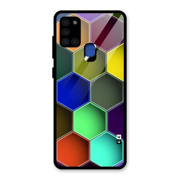 Hexagonal Palette Glass Back Case for Galaxy A21s