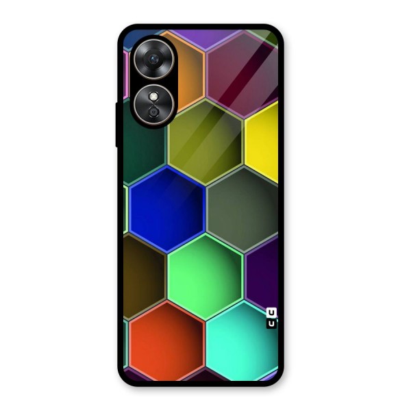 Hexagonal Palette Glass Back Case for Oppo A17