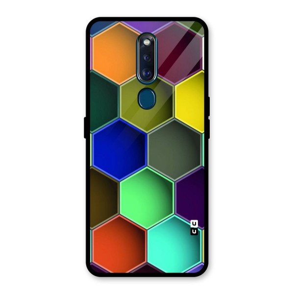 Hexagonal Palette Glass Back Case for Oppo F11 Pro