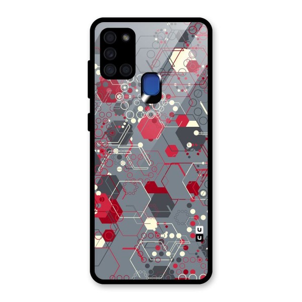 Hexagons Pattern Glass Back Case for Galaxy A21s