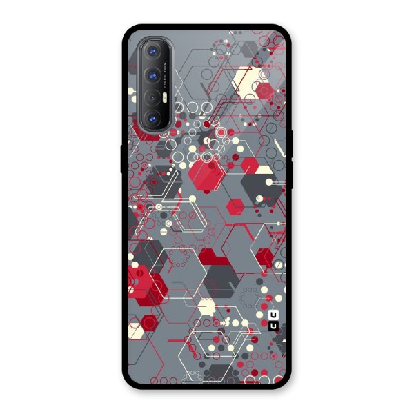 Hexagons Pattern Glass Back Case for Oppo Reno3 Pro