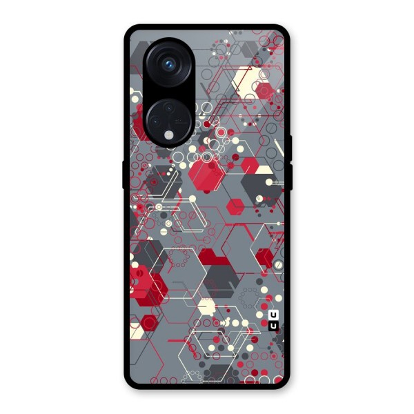 Hexagons Pattern Glass Back Case for Reno8 T 5G