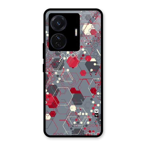 Hexagons Pattern Glass Back Case for Vivo T1 Pro