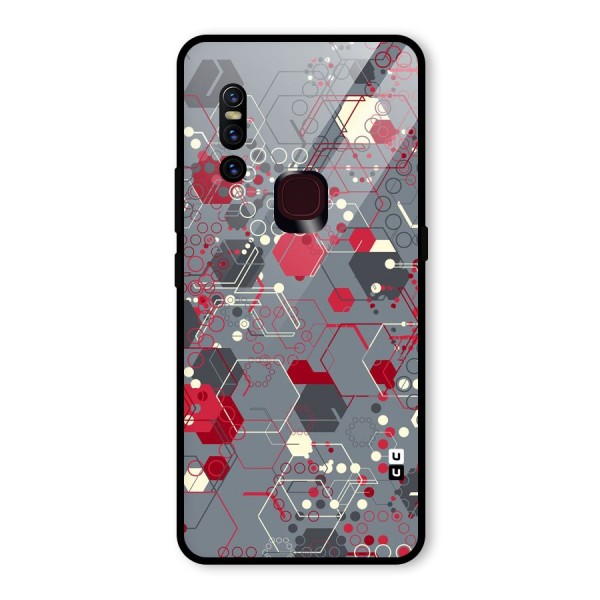 Hexagons Pattern Glass Back Case for Vivo V15