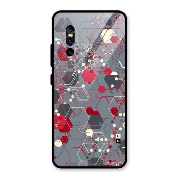 Hexagons Pattern Glass Back Case for Vivo V15 Pro