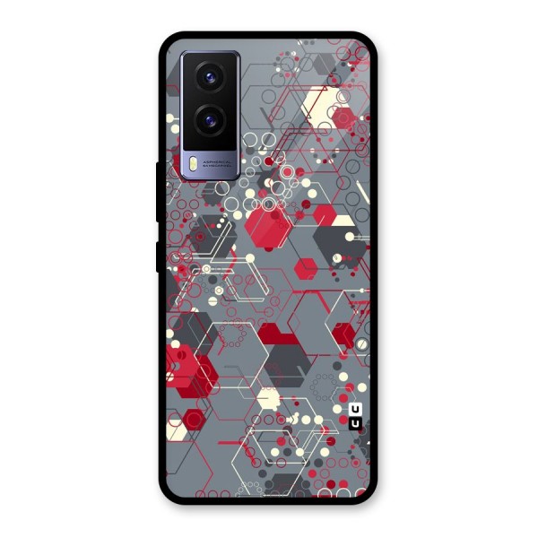 Hexagons Pattern Glass Back Case for Vivo V21e 5G