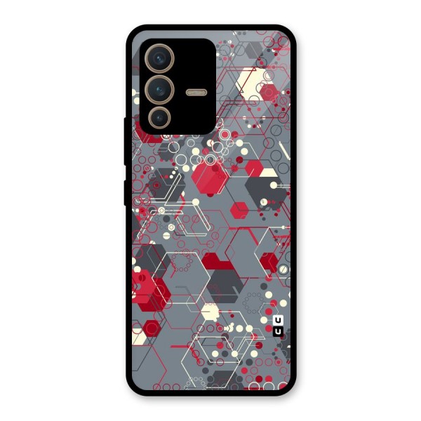 Hexagons Pattern Glass Back Case for Vivo V23 5G