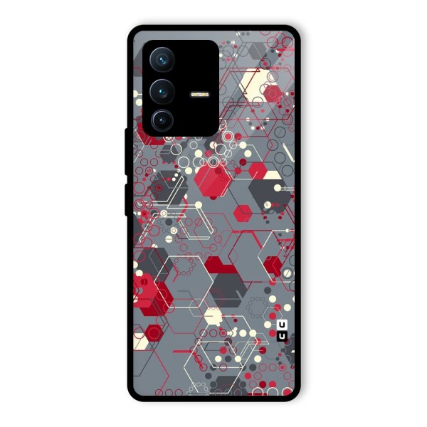 Hexagons Pattern Glass Back Case for Vivo V23 Pro