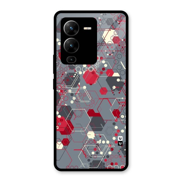 Hexagons Pattern Glass Back Case for Vivo V25 Pro