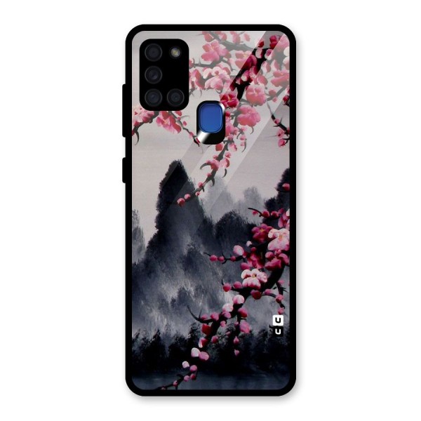 Hills And Blossoms Glass Back Case for Galaxy A21s