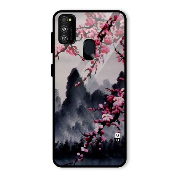 Hills And Blossoms Glass Back Case for Galaxy M21