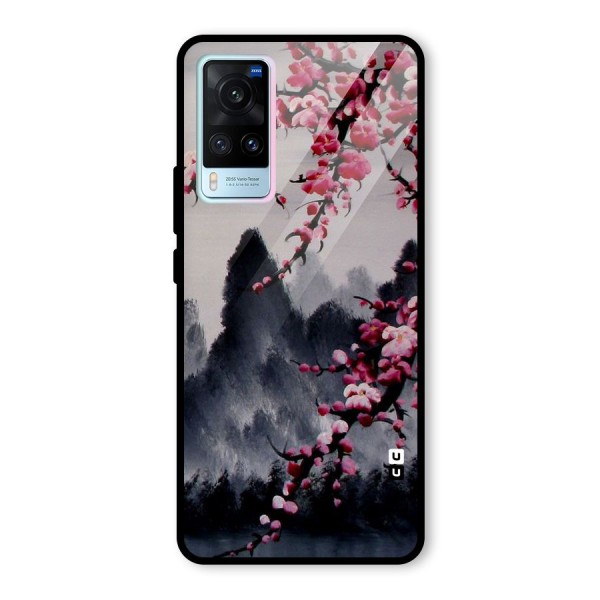 Hills And Blossoms Glass Back Case for Vivo X60