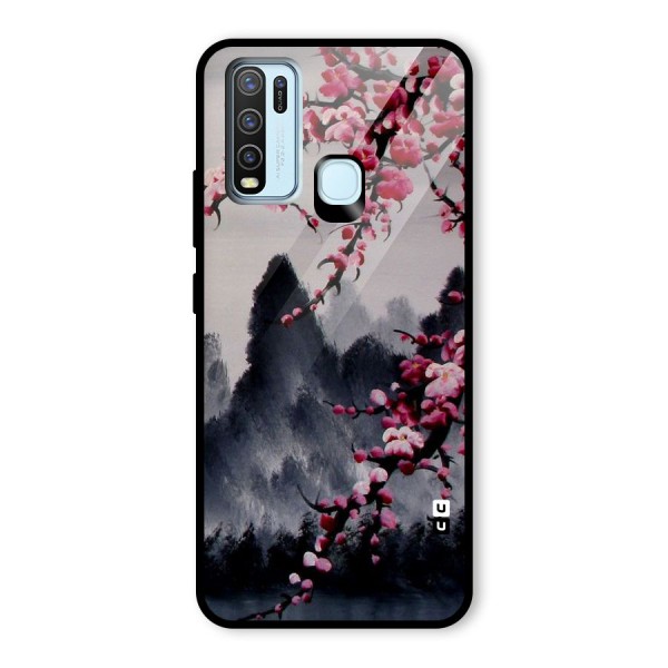 Hills And Blossoms Glass Back Case for Vivo Y30