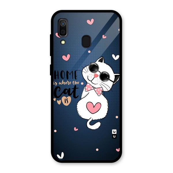 Home Where Cat Glass Back Case for Galaxy A30