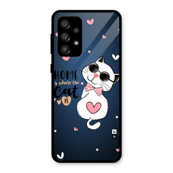 Home Where Cat Glass Back Case for Galaxy A32