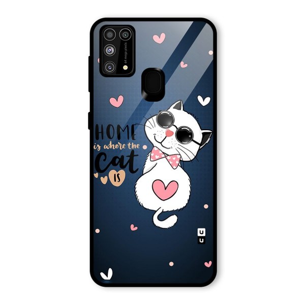 Home Where Cat Glass Back Case for Galaxy F41