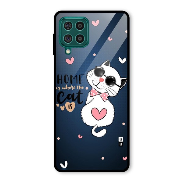 Home Where Cat Glass Back Case for Galaxy F62