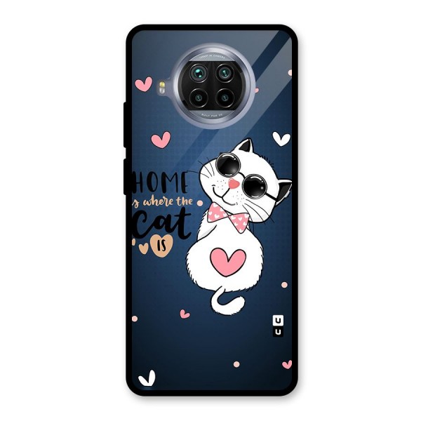 Home Where Cat Glass Back Case for Mi 10i