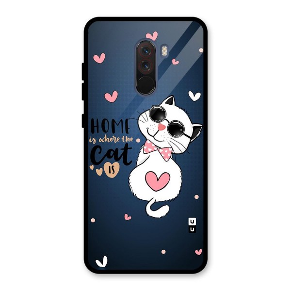 Home Where Cat Glass Back Case for Poco F1