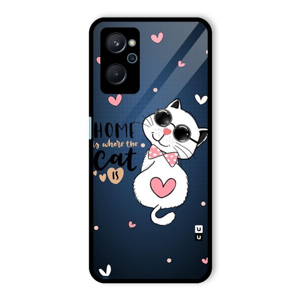 Home Where Cat Glass Back Case for Realme 9i